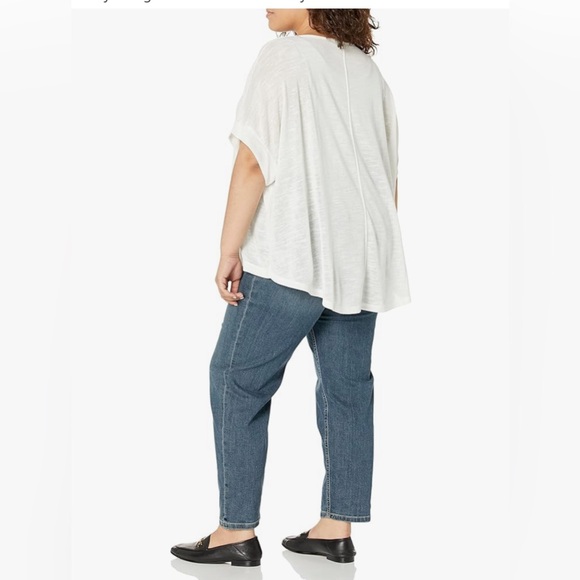 TOMMY HILFIGER BASIC T-SHIRT SOFT FLOWY WOMEN ASYMMETRICAL COLOR CREAM SIZE 1X - Picture 2 of 7